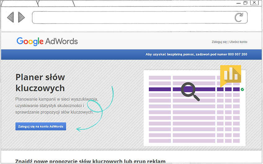 Jak wyszukać słowa kluczowe w planerze od Adwords?
