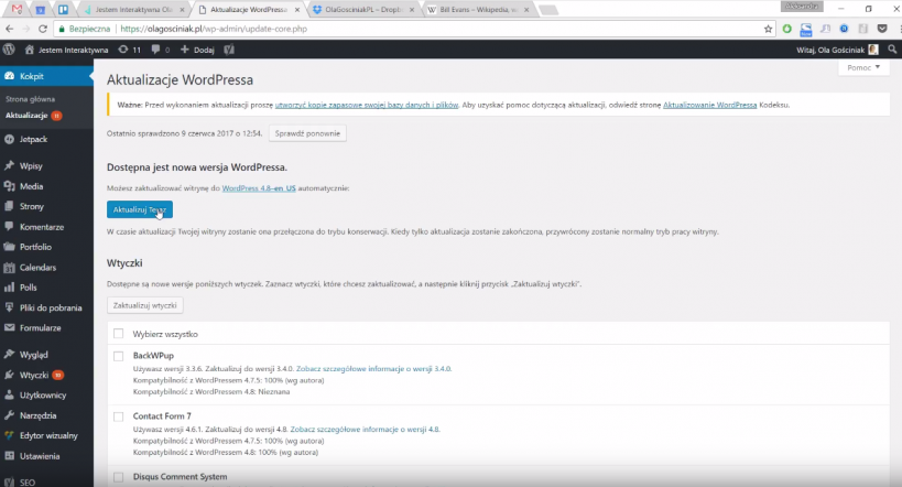 WordPress 4.8 nowości. Aktualizacja WordPressa