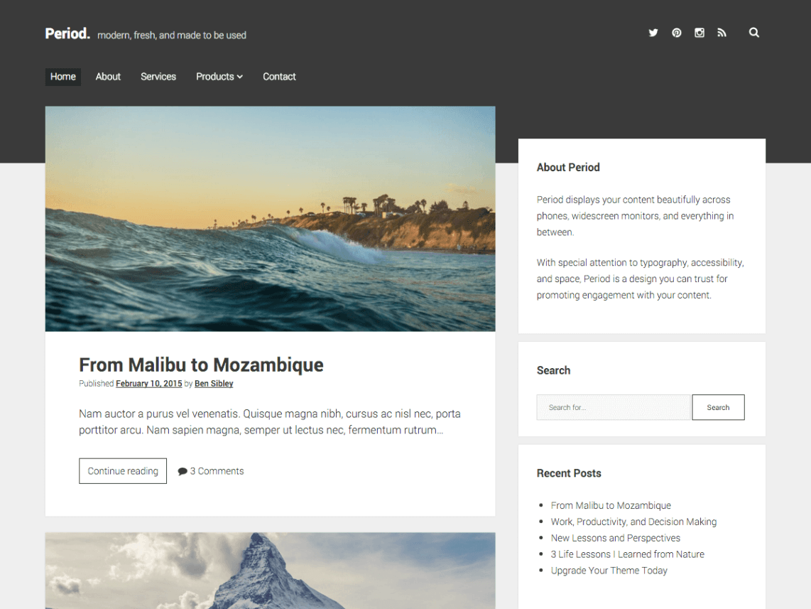 Period - Najlepsze szablony blogowe do WordPressa - za darmo