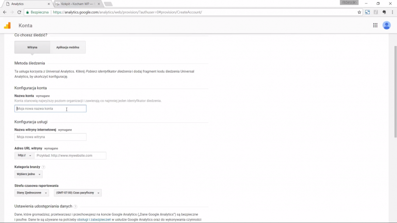 kod śledzenia WordPress