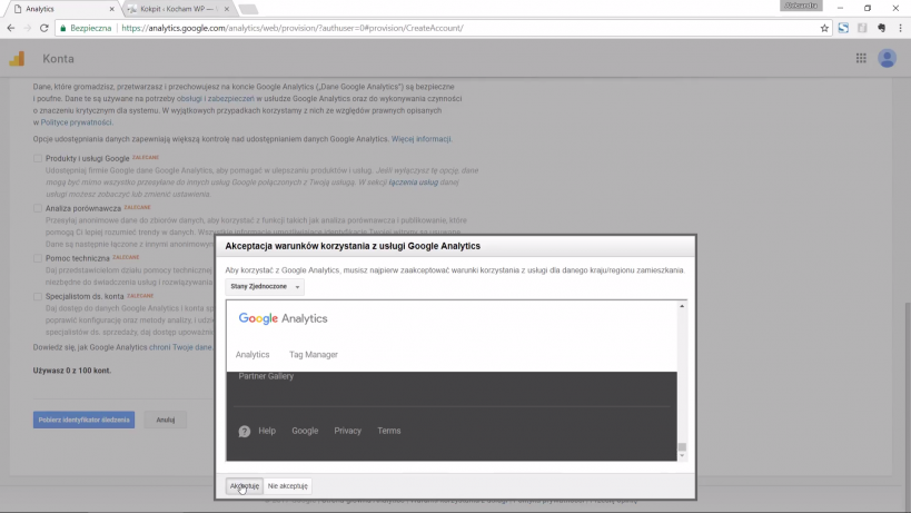 kod śledzenia WordPress