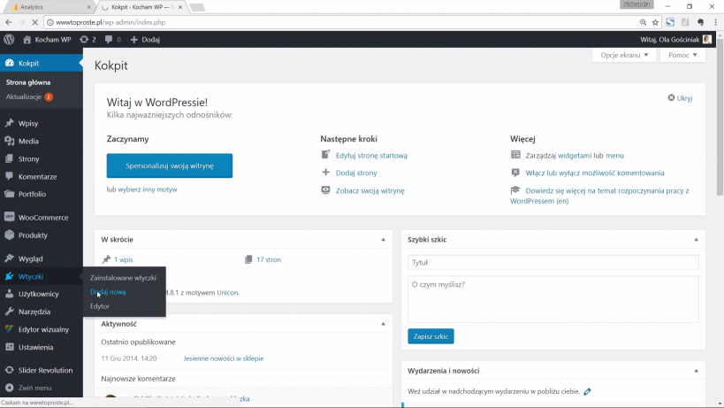 kod śledzenia WordPress