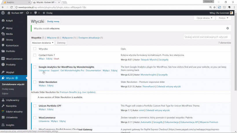 kod śledzenia WordPress
